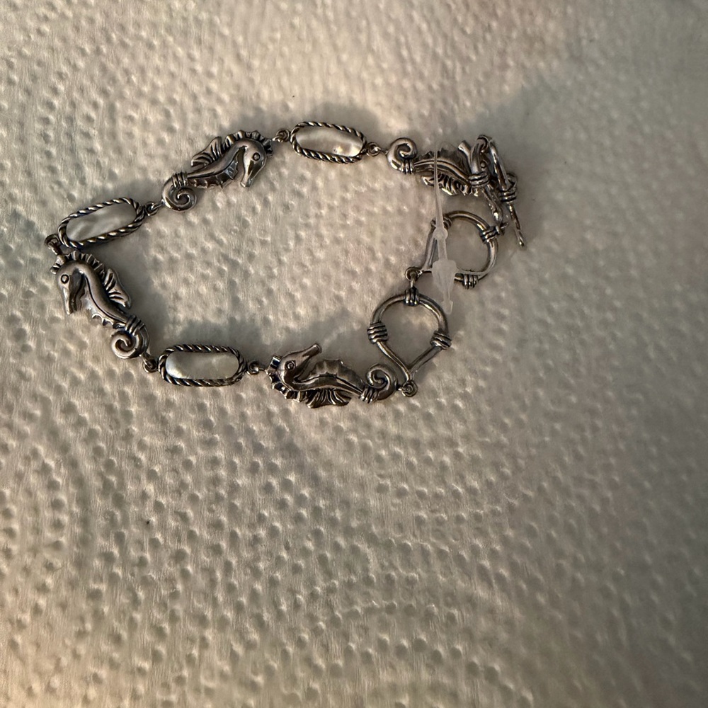 Larimar Sterling Silver Seahorse Link Bracelet with toggle clasp NEAw